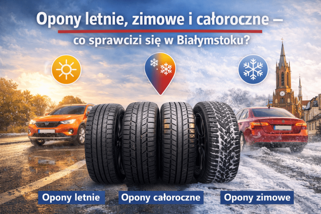 Opony letnie, zimowe i całoroczne w Białymstoku – porównanie do warunków pogodowych