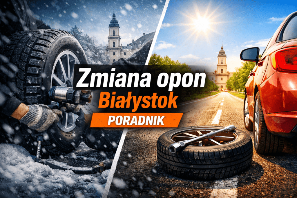 Zmiana opon Białystok – poradnik z obrazem zimowych i letnich warunków drogowych
