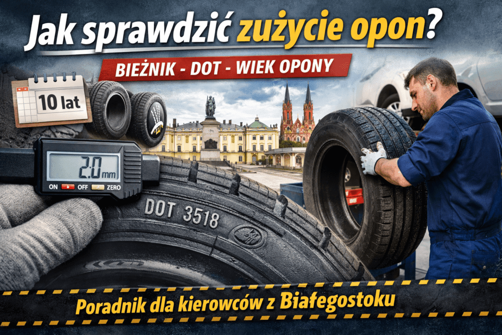 Jak sprawdzić zużycie opon – bieżnik, DOT i wiek opony, poradnik dla kierowców z Białegostoku